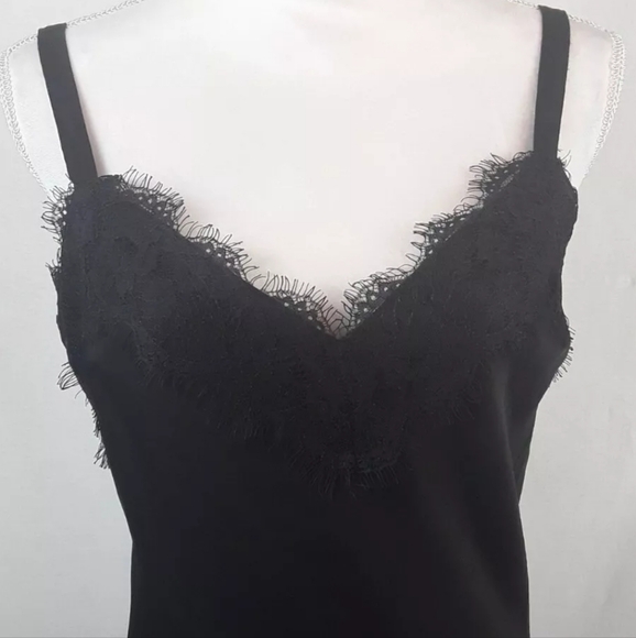 Rebecca Minkoff Black Lace Trim Midi Slip Dress Size M & S NWOT - Picture 5 of 16